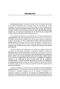 La conservation de l'Amazonie au Perou : quels enjeux ?