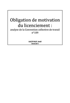 Obligation de motivation du licenciement : analyse de la C.C.T. n° 109
