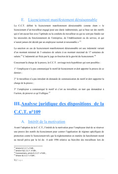 Obligation de motivation du licenciement : analyse de la C.C.T. n° 109