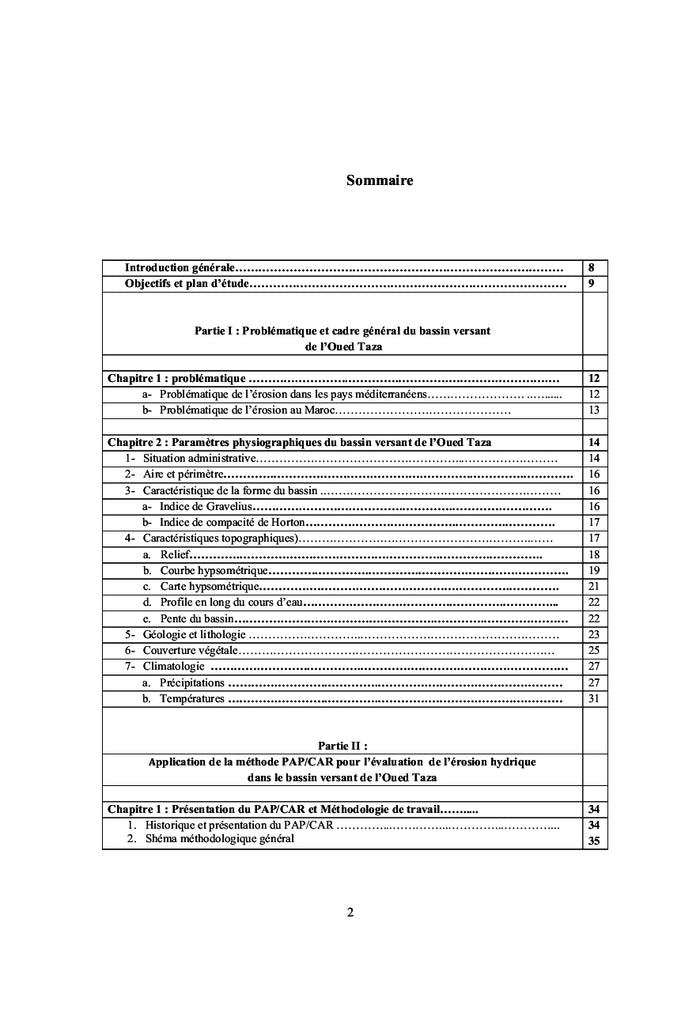 Cartographie Erosion Hydrique Bassin Versant Oued Taza (PAP/CAR)