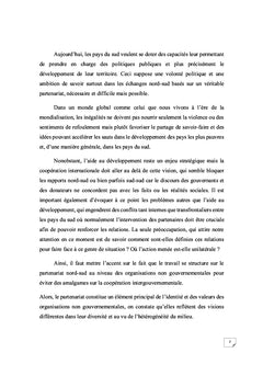 L'interet du partenariat international pour le developpement
