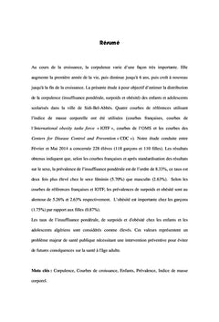La corpulence des enfants et des adolescents dans l'ouest algerien