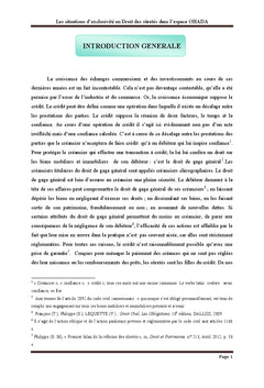 Les situations d'exclusivite en droit des suretes dans l'espace OHADA