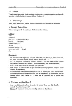 Initiation a la programmation appliquee au Genie Civil