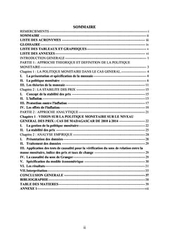 L'incidence de la politique monétaire sur le niveau général des prix