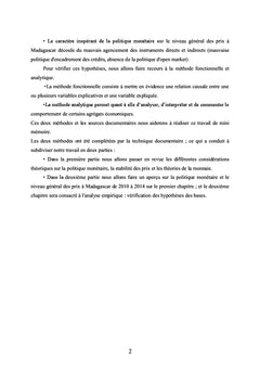 L'incidence de la politique monétaire sur le niveau général des prix