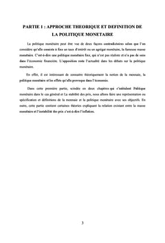 L'incidence de la politique monétaire sur le niveau général des prix