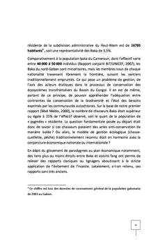 Habitat Baka et Conservation du Parc National de Minkebe