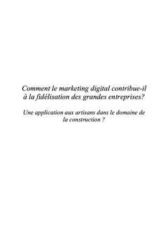 Contribution du marketing digital dans la fidelisation des PME