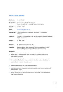 Plan d'action participation PME aux programmes europeens de R&D