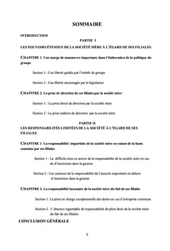 L'organisation du pouvoir dans les groupes de societes
