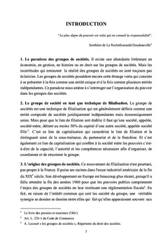 L'organisation du pouvoir dans les groupes de societes