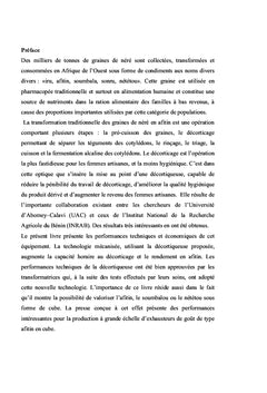 Conception et optimisation des équipements de transformation du néré