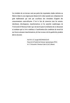 Conception et optimisation des équipements de transformation du néré