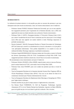 Conception et optimisation des équipements de transformation du néré