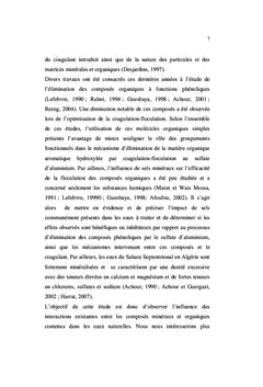 Effet de la dureté sur la coagulation des composés phénoliques