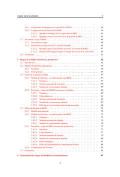 Consequences du risque de recherche & developpement essais theoriques