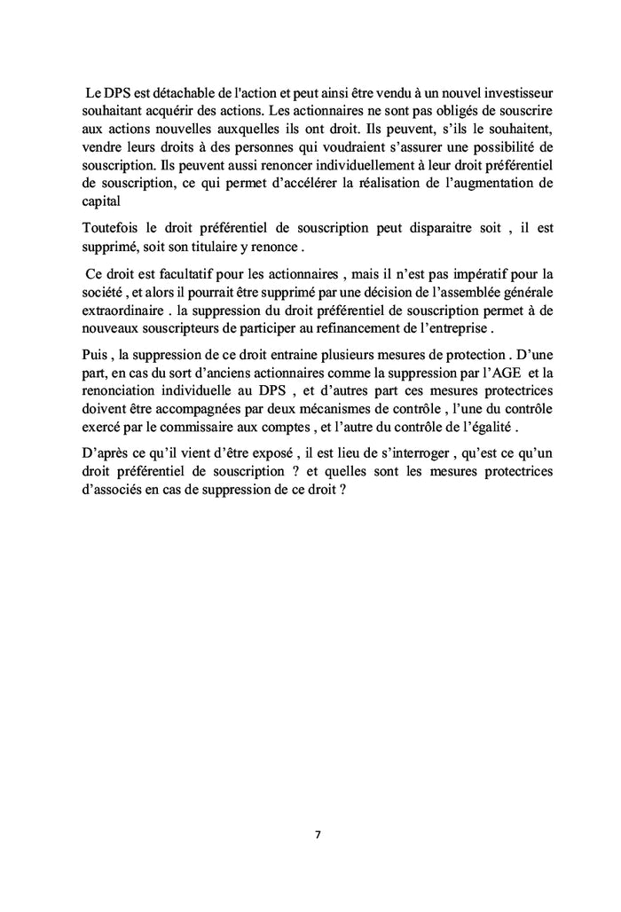 Le droit préférentiel de souscription