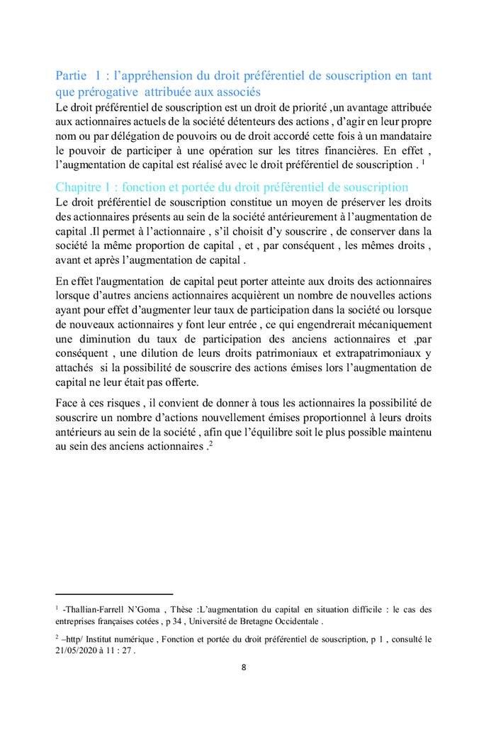 Le droit préférentiel de souscription