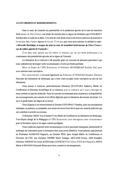 Diversite floristique et usages du miel (Toumodi-cote d'Ivoire)