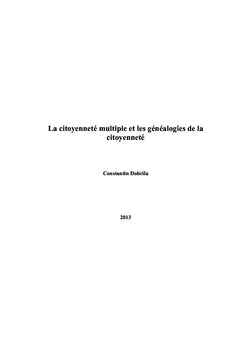 La citoyennete multiple et les genealogies de la citoyennete
