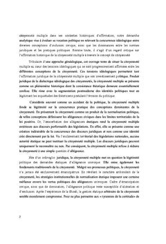 La citoyennete multiple et les genealogies de la citoyennete
