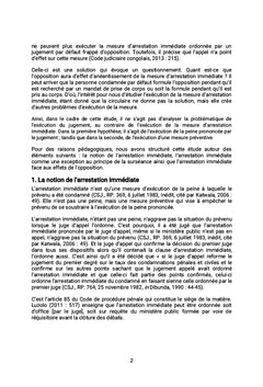 L'EXÉCUTION DE LA MESURE D'ARRESTATION IMMÉDIATE