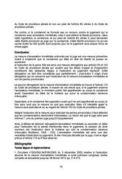 L'EXÉCUTION DE LA MESURE D'ARRESTATION IMMÉDIATE