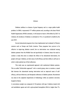 Effets education infirmiere sur l'adhesion therapeutique des DT2-Liban