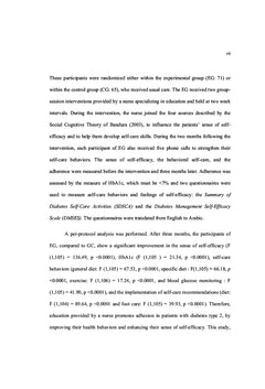 Effets education infirmiere sur l'adhesion therapeutique des DT2-Liban