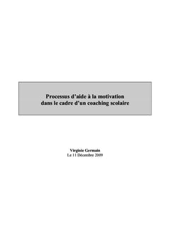 Processus d'aide à la motivation dans le cadre d'un coaching scolaire