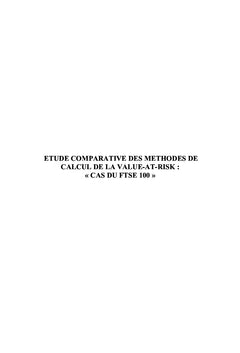 Etude comparative des méthodes de calcul de la Value-At-Risk
