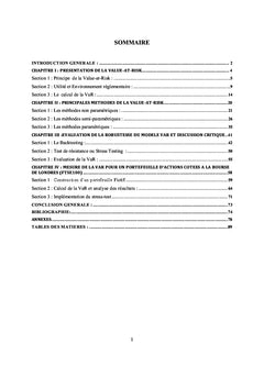 Etude comparative des méthodes de calcul de la Value-At-Risk