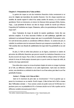Etude comparative des méthodes de calcul de la Value-At-Risk