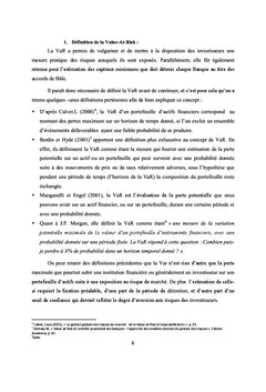 Etude comparative des méthodes de calcul de la Value-At-Risk