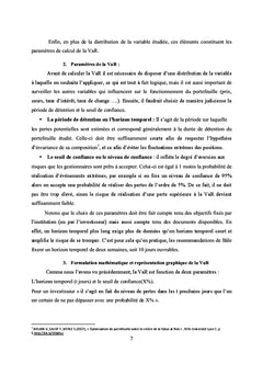 Etude comparative des méthodes de calcul de la Value-At-Risk