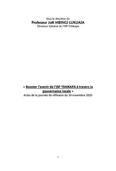 Booster l'avenir de l'ISP TSHIKAPA à travers la gouvernance locale