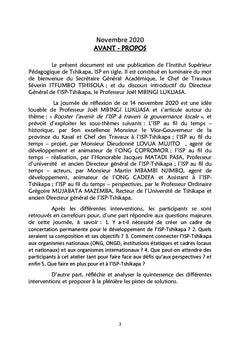 Booster l'avenir de l'ISP TSHIKAPA à travers la gouvernance locale