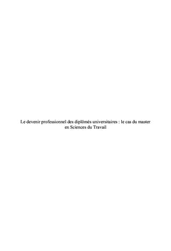 Le devenir professionnel des diplômes universitaires