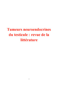 Tumeurs neuroendocrines du testicule: revue de la litterature
