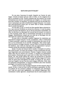 Quel avenir pour le français?