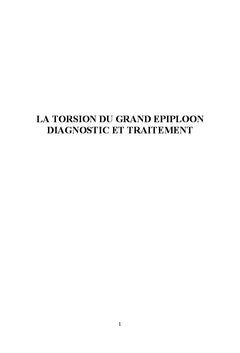 La torsion du grand epiploon: Diagnostic et traitement