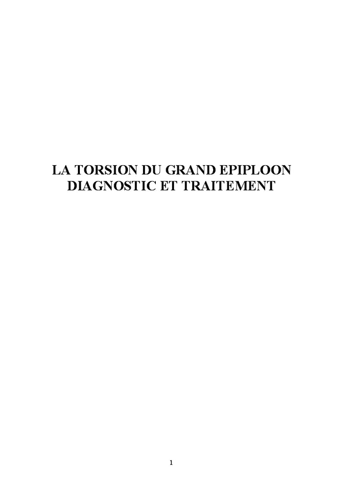 La torsion du grand epiploon: Diagnostic et traitement