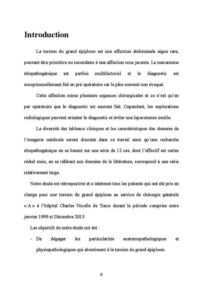 La torsion du grand epiploon: Diagnostic et traitement