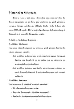 La torsion du grand epiploon: Diagnostic et traitement