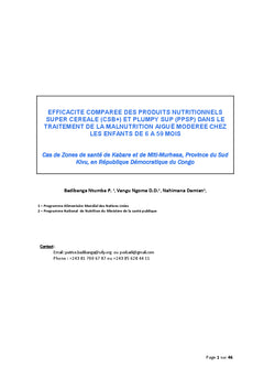 Efficacite comparee des produits nutritionnels Supercereal/Plumpy Sup
