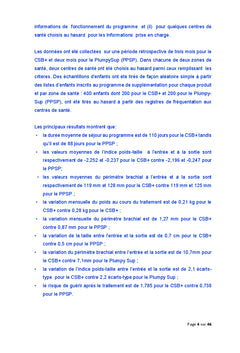 Efficacite comparee des produits nutritionnels Supercereal/Plumpy Sup