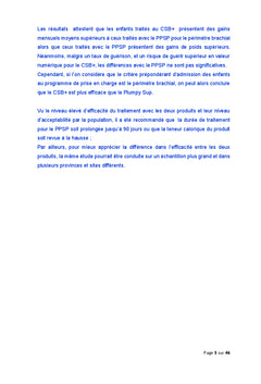 Efficacite comparee des produits nutritionnels Supercereal/Plumpy Sup