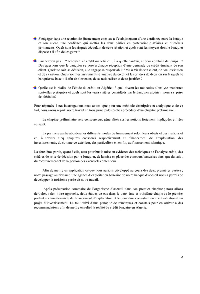 Principes et modalites du Financement bancaire