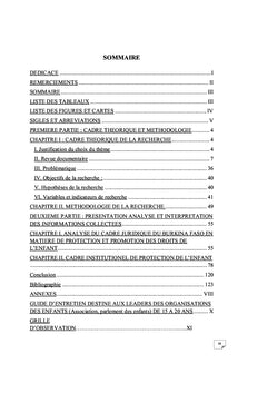 Analyse cadre juridique/institutionnel Burkina Faso protection enfant